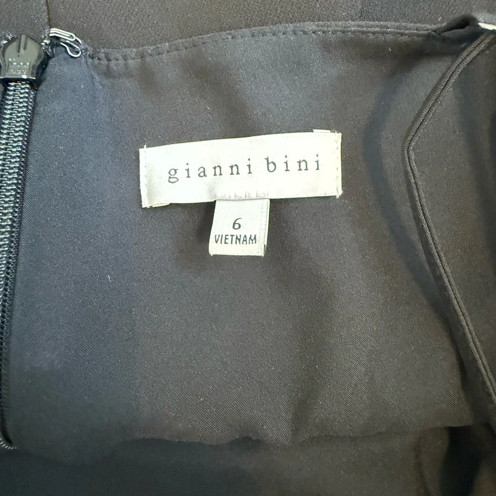 Gianni Bini Black Cutout Sheath Dress Size 6 Spaghetti Strap Midi Bodycon - Picture 7 of 8